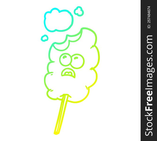 cold gradient line drawing of a cotton candy cartoon