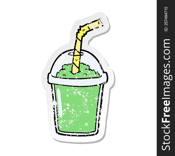 distressed sticker of a cartoon iced smoothie