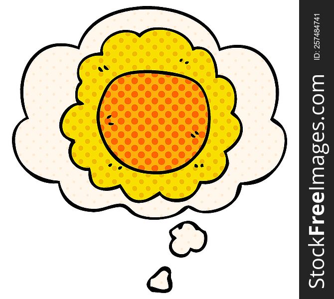 Cartoon Flower And Thought Bubble In Comic Book Style