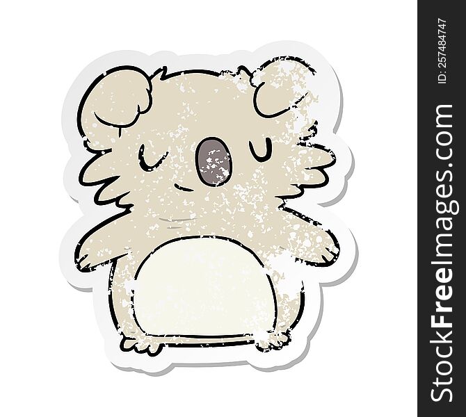 distressed sticker of a cartoon koala