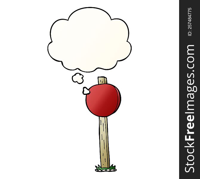 cartoon sign post with thought bubble in smooth gradient style
