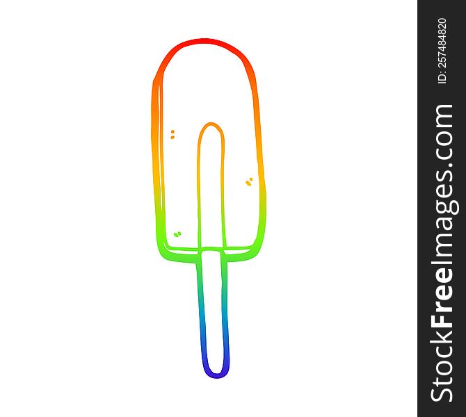Rainbow Gradient Line Drawing Cartoon Ice Lolly