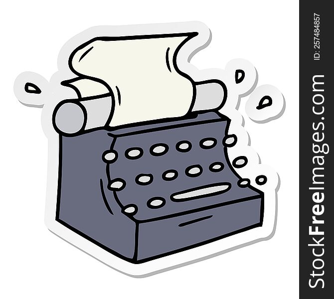 hand drawn sticker cartoon doodle of old school typewriter
