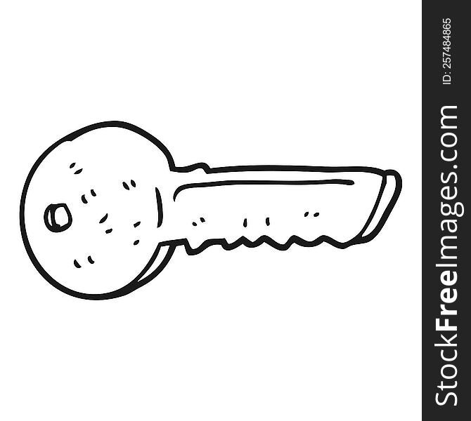 freehand drawn black and white cartoon door key