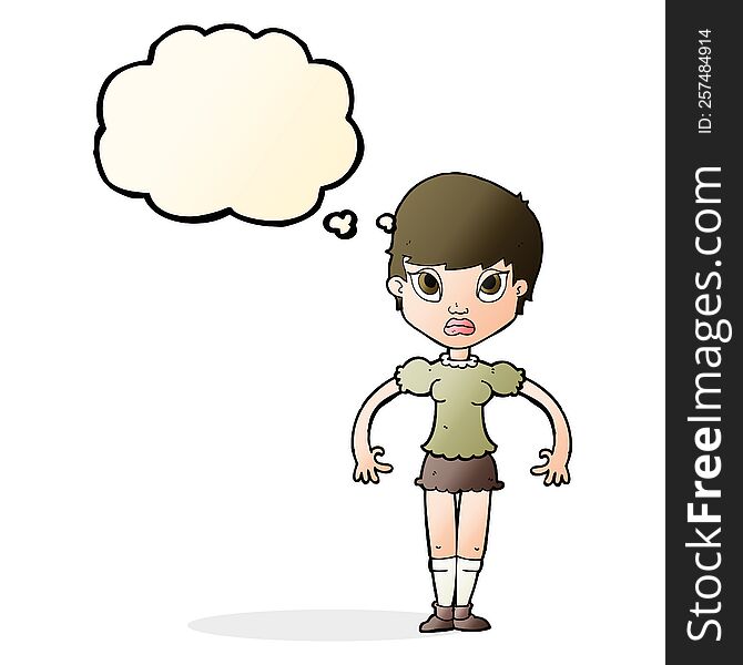 Cartoon Woman Looking Annoyed With Thought Bubble