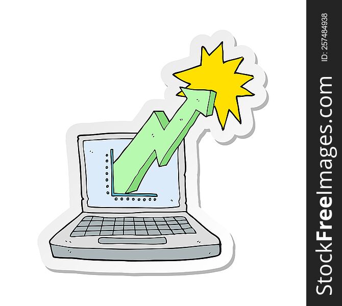 sticker of a cartoon laptop computer with business graph