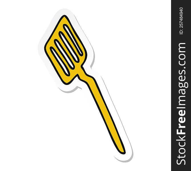 sticker of a quirky hand drawn cartoon spatula