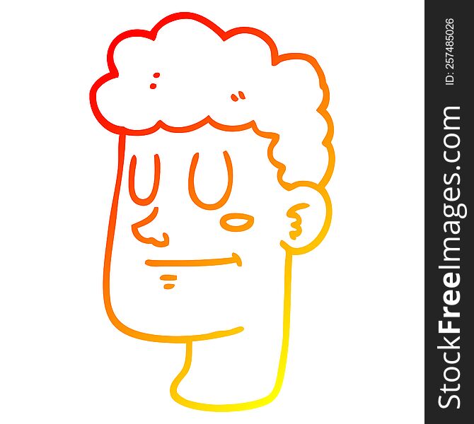 Warm Gradient Line Drawing Cartoon Male Face