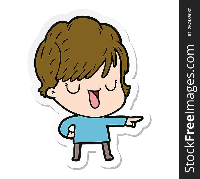 Sticker Of A Cartoon Woman Talking