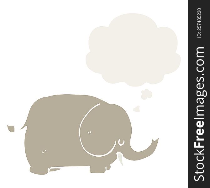 Cartoon Elephant And Thought Bubble In Retro Style