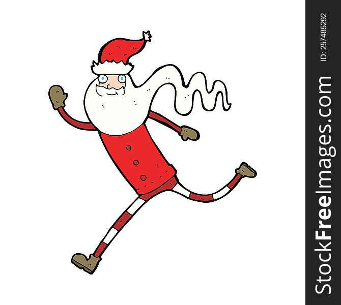 cartoon running santa