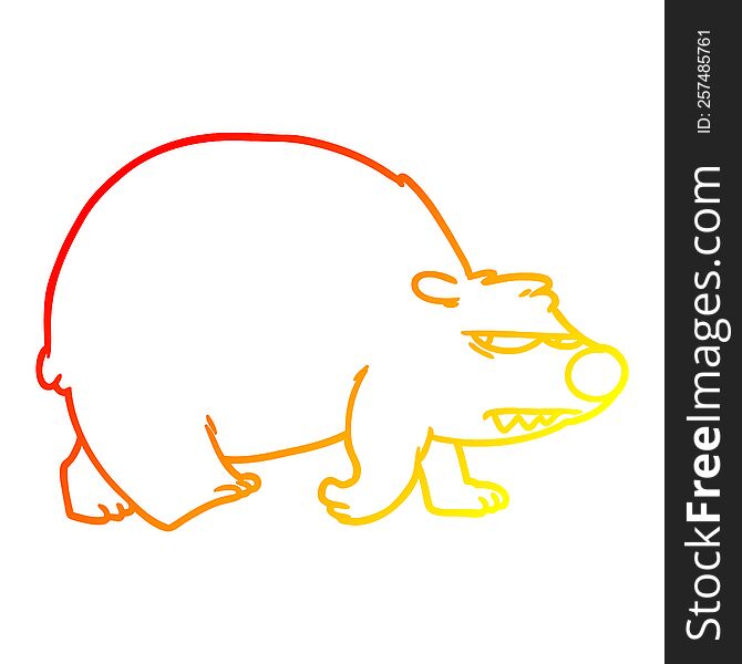 Warm Gradient Line Drawing Cartoon Angry Bear