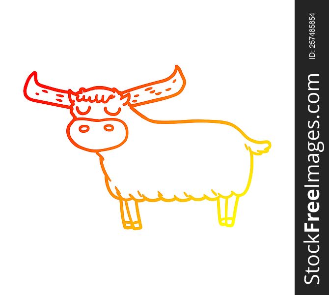 Warm Gradient Line Drawing Cartoon Bull