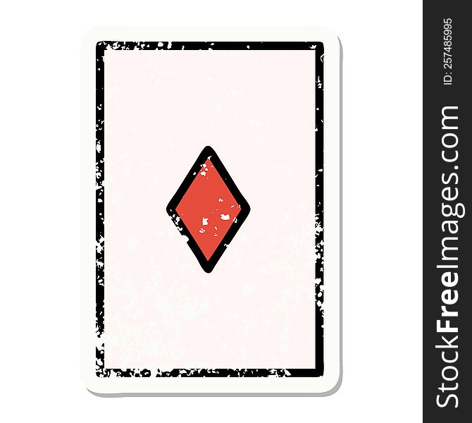 traditional distressed sticker tattoo of the ace of diamonds