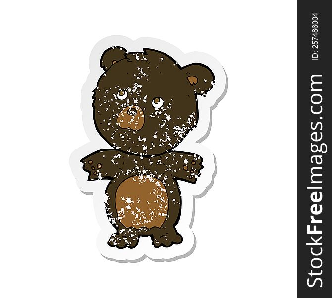 Retro Distressed Sticker Of A Cartoon Funny Teddy Bear