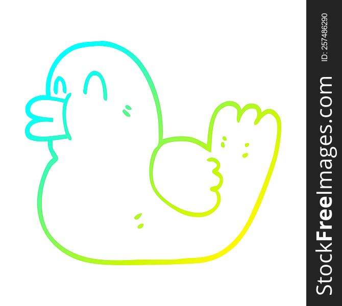 cold gradient line drawing of a cartoon rubber duck