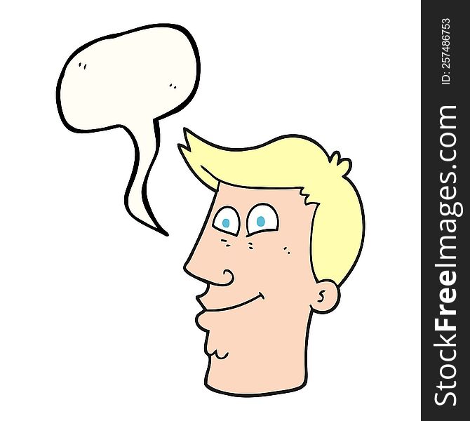 freehand drawn speech bubble cartoon male face