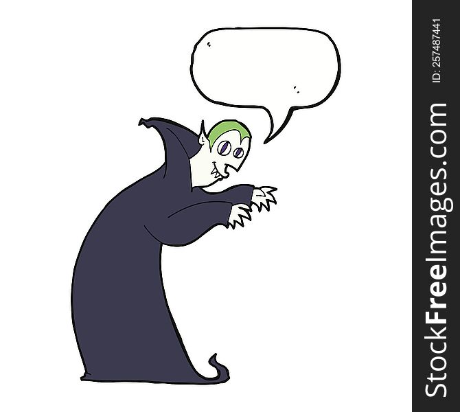 Cartoon Spooky Vampire With Speech Bubble