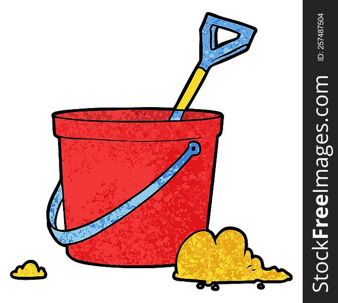 cartoon bucket and spade. cartoon bucket and spade