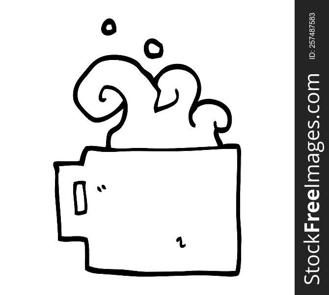 Line Drawing Cartoon Hot Cup Of Coffee