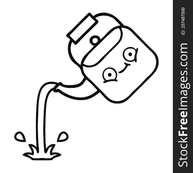 Line Drawing Cartoon Pouring Kettle