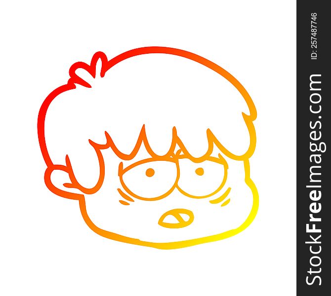 warm gradient line drawing of a cartoon male face