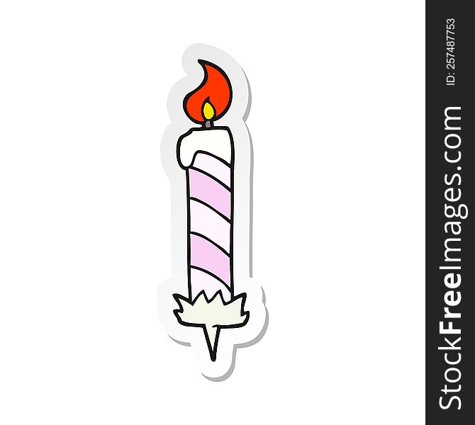 sticker of a cartoon birthday cake candle