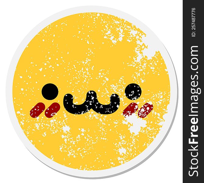 happy blushing animal face circular sticker