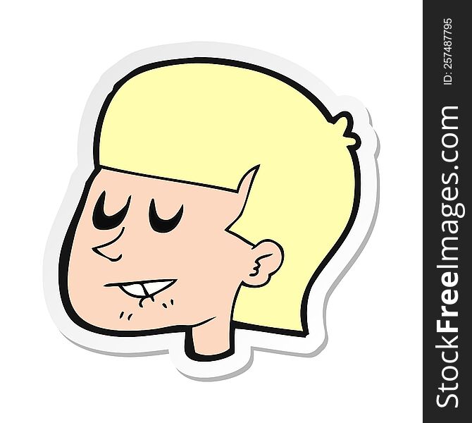 Sticker Of A Cartoon Man Biting Lip