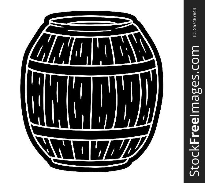 cartoon icon drawing of a wooden barrel