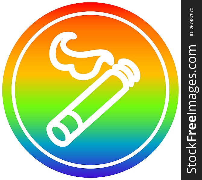 Lit Cigarette Circular In Rainbow Spectrum