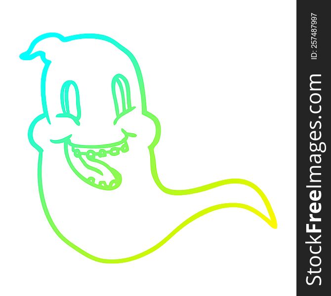 Cold Gradient Line Drawing Spooky Ghost