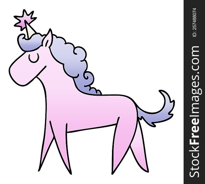 Quirky Gradient Shaded Cartoon Unicorn