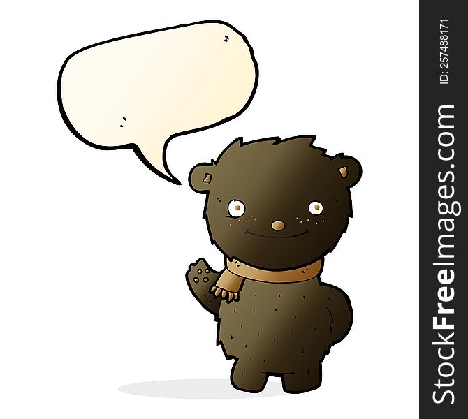 Cartoon Cute Black Bear With Speech Bubble