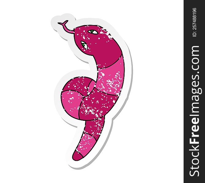 Distressed Sticker Cartoon Of A Long Snake