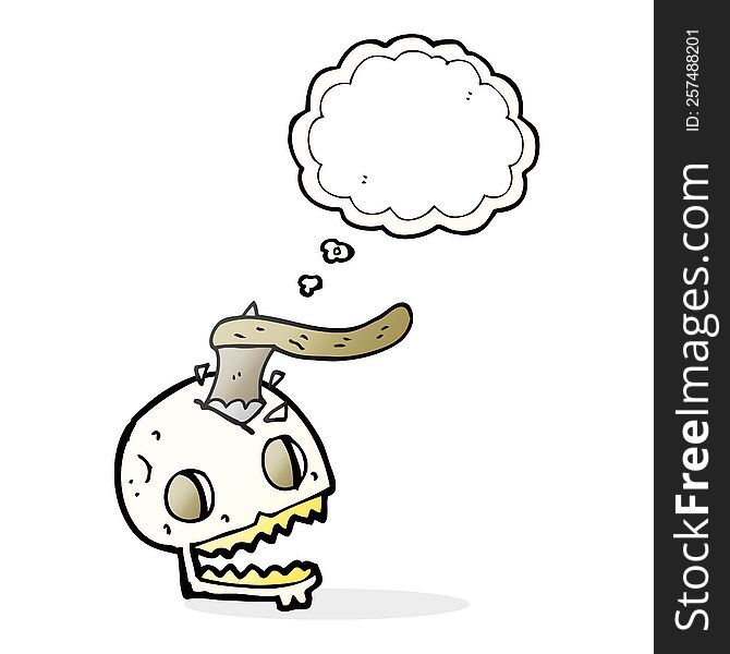 Thought Bubble Cartoon Axe In Skull