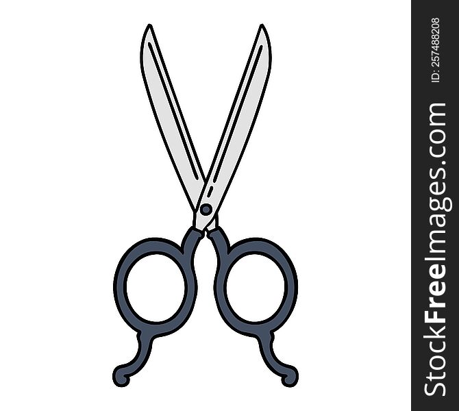 tattoo in traditional style of barber scissors. tattoo in traditional style of barber scissors