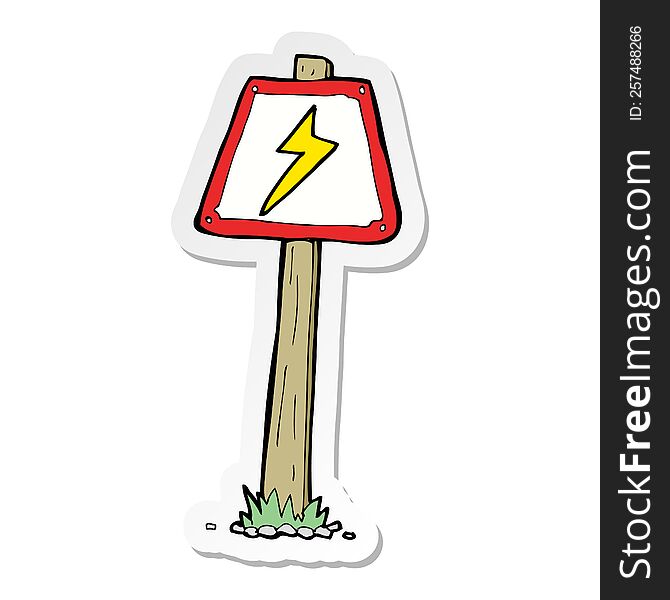 sticker of a cartoon electrical warning sign