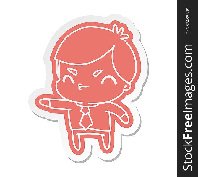 Cartoon Sticker Of A Kawaii Cute Boy