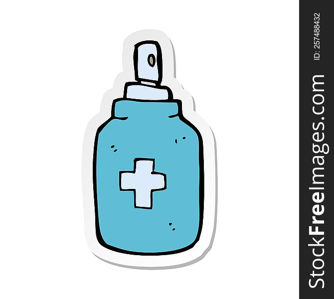 sticker of a cartoon antiseptic spray