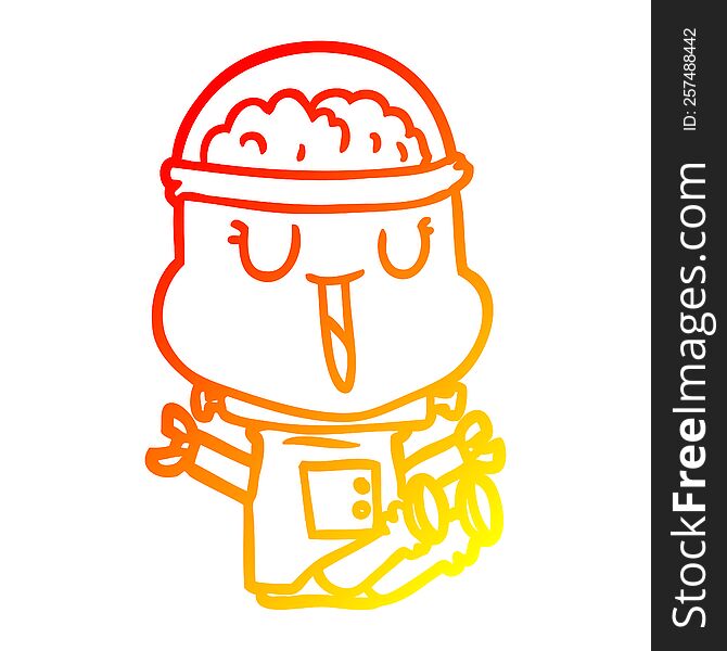 Warm Gradient Line Drawing Happy Cartoon Robot