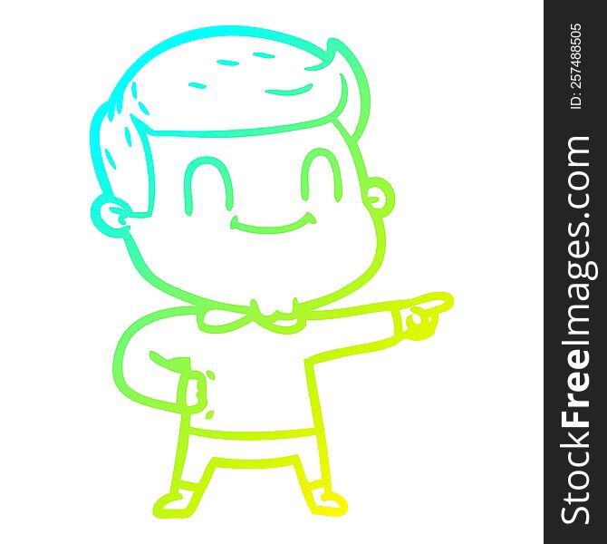 Cold Gradient Line Drawing Cartoon Friendly Man