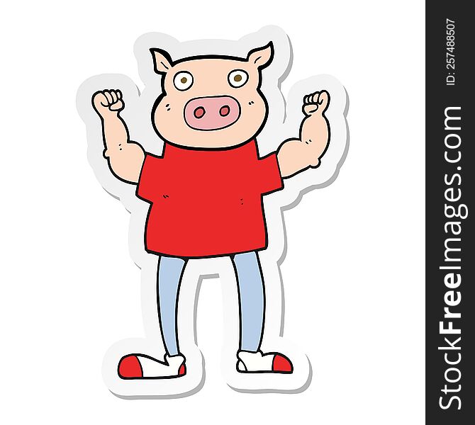 sticker of a cartoon pig man