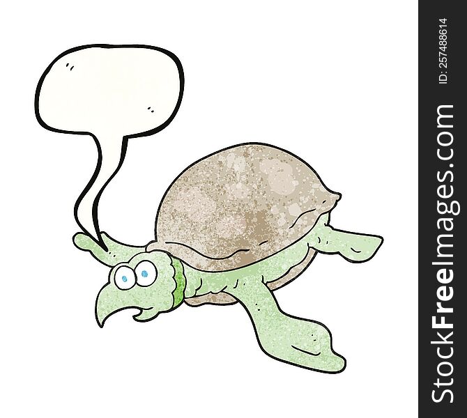 Speech Bubble Textured Cartoon Turtle