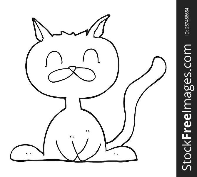 Black And White Cartoon Cat