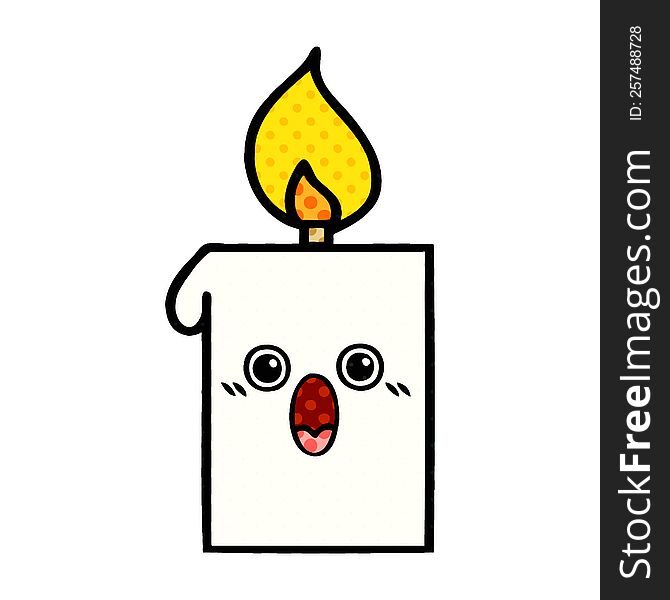 comic book style cartoon of a lit candle