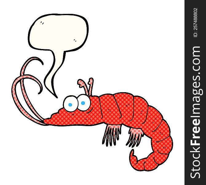 freehand drawn comic book speech bubble cartoon shrimp