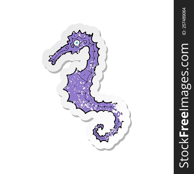 retro distressed sticker of a cartoon sea horse