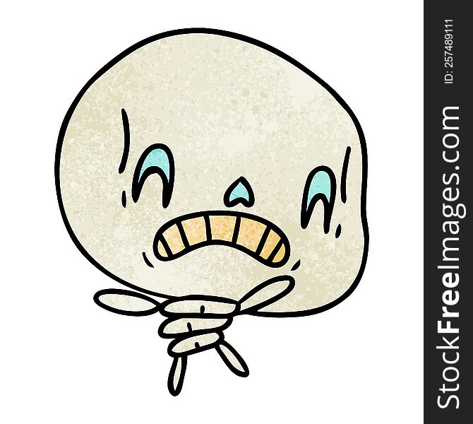 Textured Cartoon Of Spooky Kawaii Skeleton