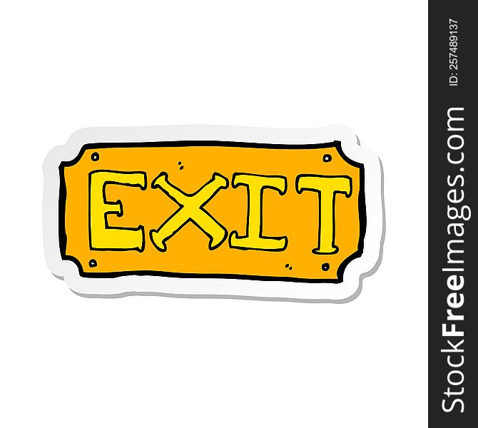 sticker of a cartoon exit sign